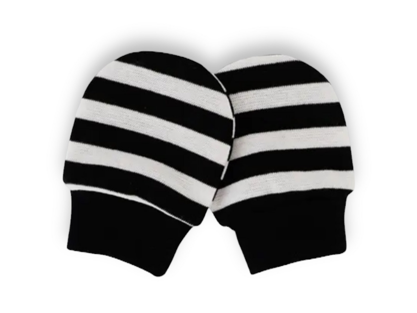 Black and White Striped High Contrast Scratch Mittens/New Baby Sensory Mittens