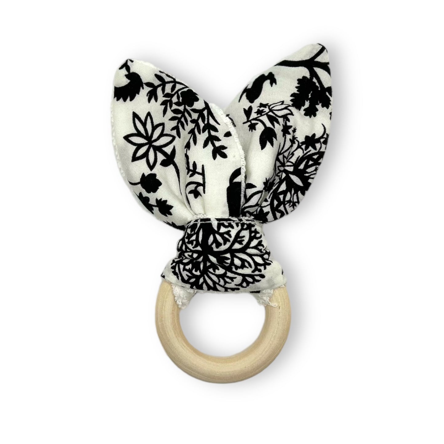 Natural Teething Ring/High Contrast Bunny Teether  Baby Toy