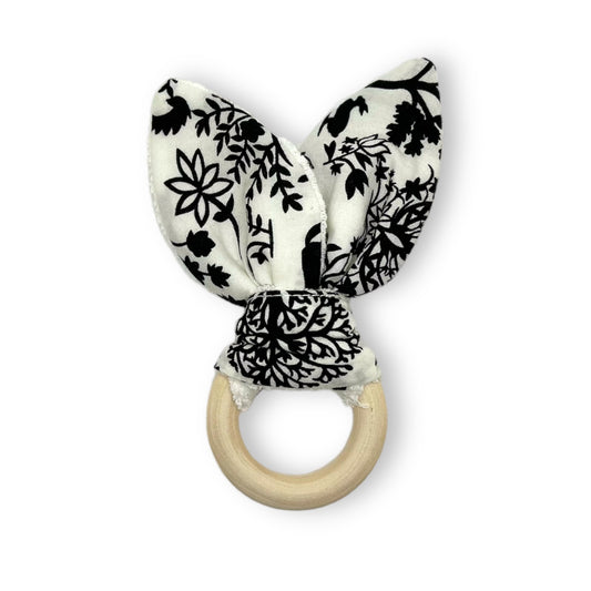 Natural Teething Ring/High Contrast Bunny Teether  Baby Toy