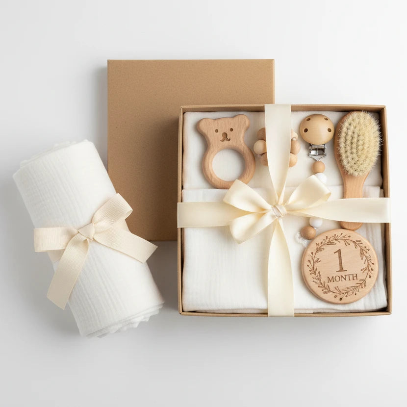 Newborn Gift Set: Bath Towel, Pacifier & Toys