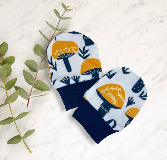 Little Mushrooms No Scratch Mittens/Newborn Organic Cotton Gloves