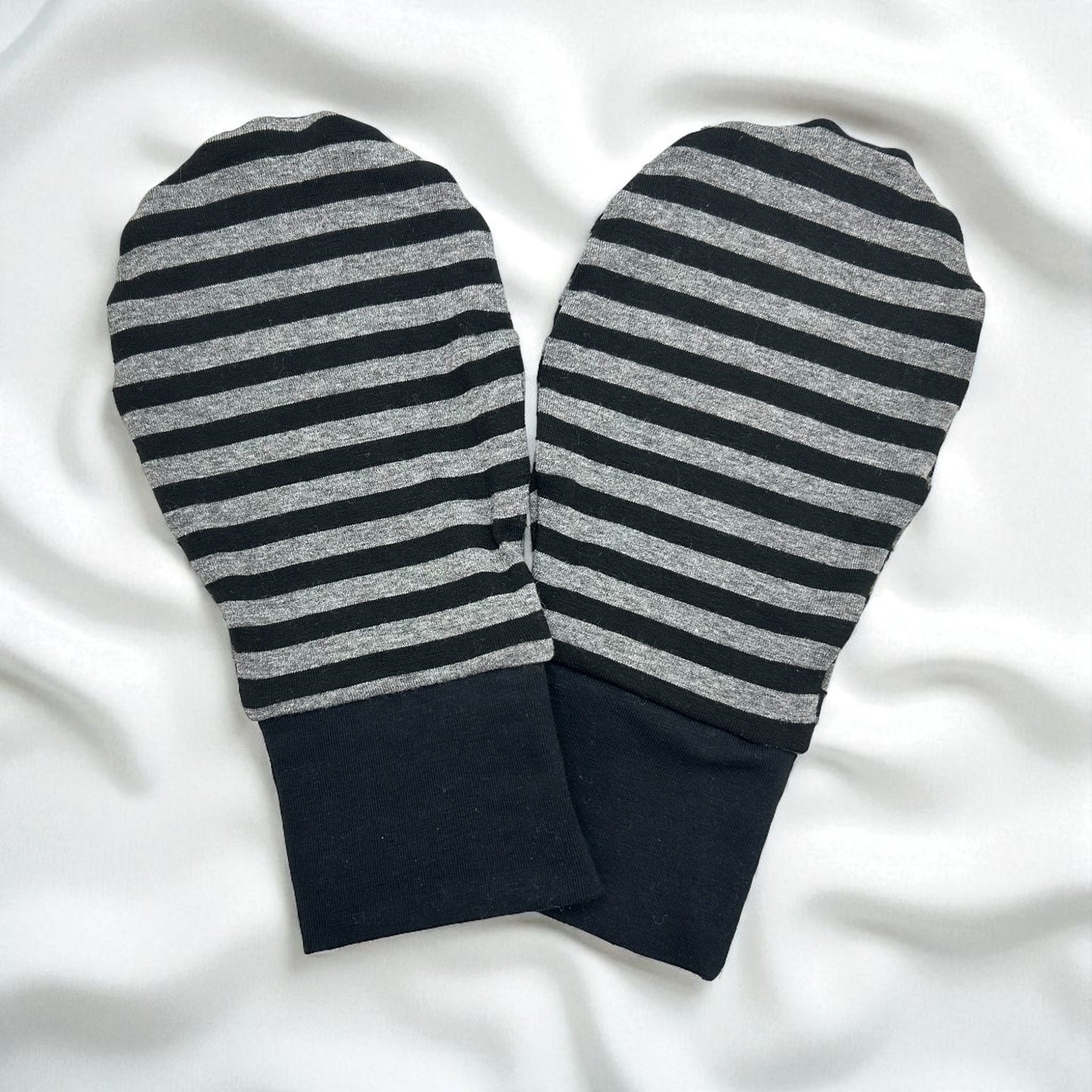 Special Needs Organic Cotton Eczema Mittens: Striped
Sleep Gloves with Long Cuffs