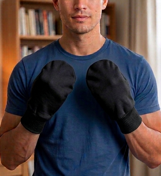 Organic Cotton No-Scratch  Black Mittens – Eczema Hand Covers for Man
