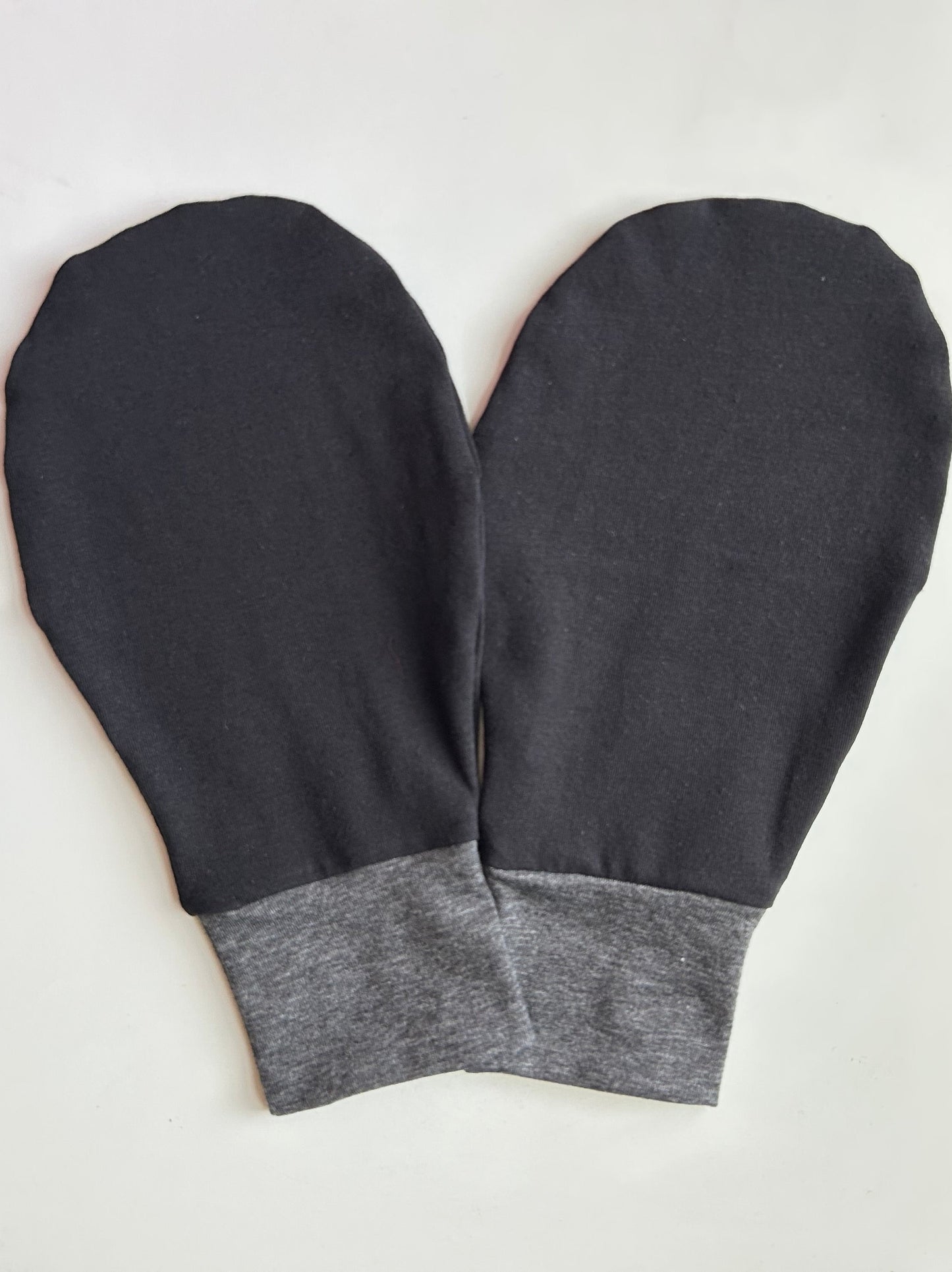 Unisex Special Needs Organic Cotton Eczema Mittens/Mitten for Elderly/ XL Size Black/ Grey Cuffs