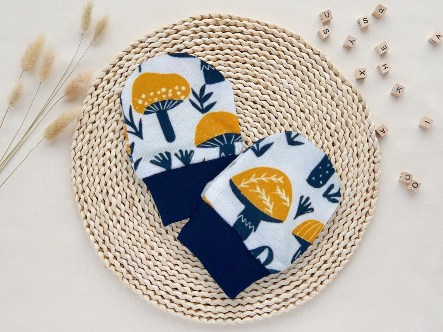 Little Mushrooms No Scratch Mittens/Newborn Organic Cotton Gloves