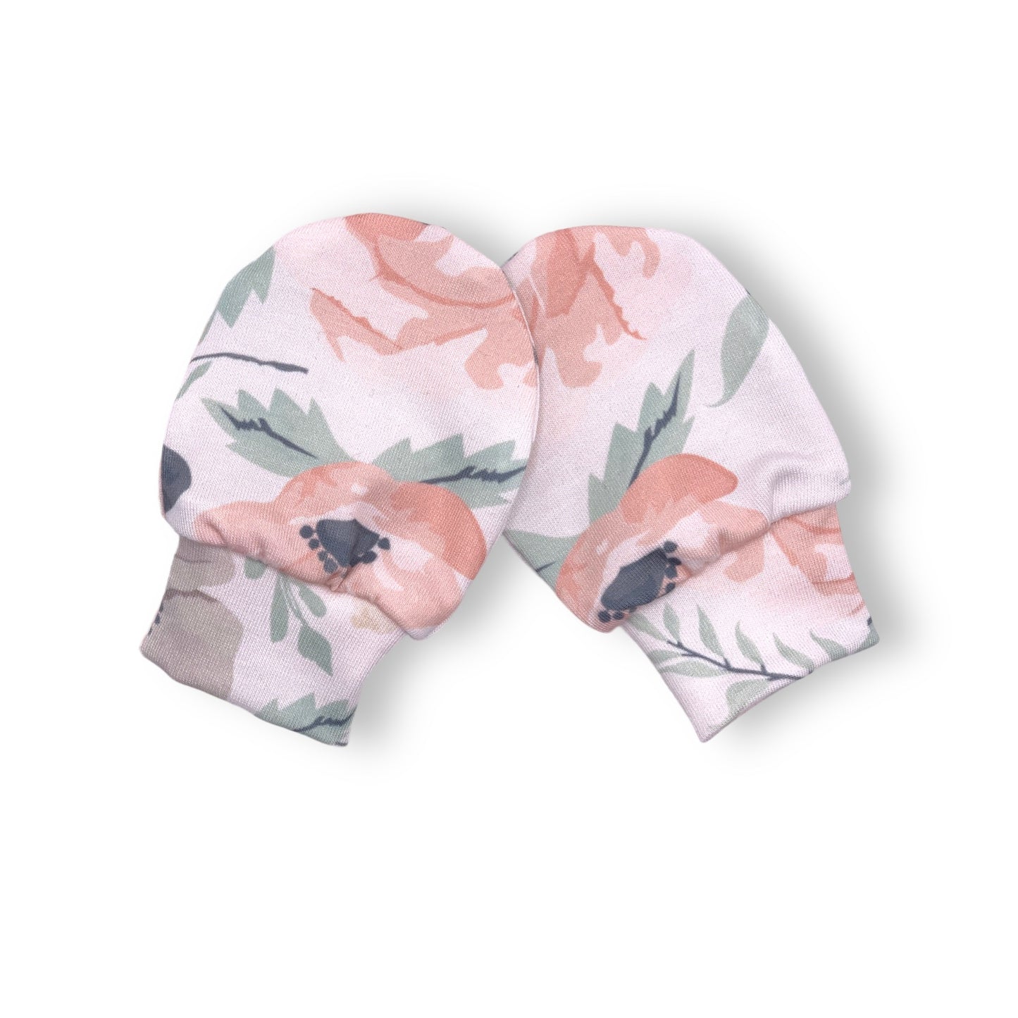 Floral Print Scratch Mittens/Baby  Girl Mitts/Newborn Organic Cotton Gloves