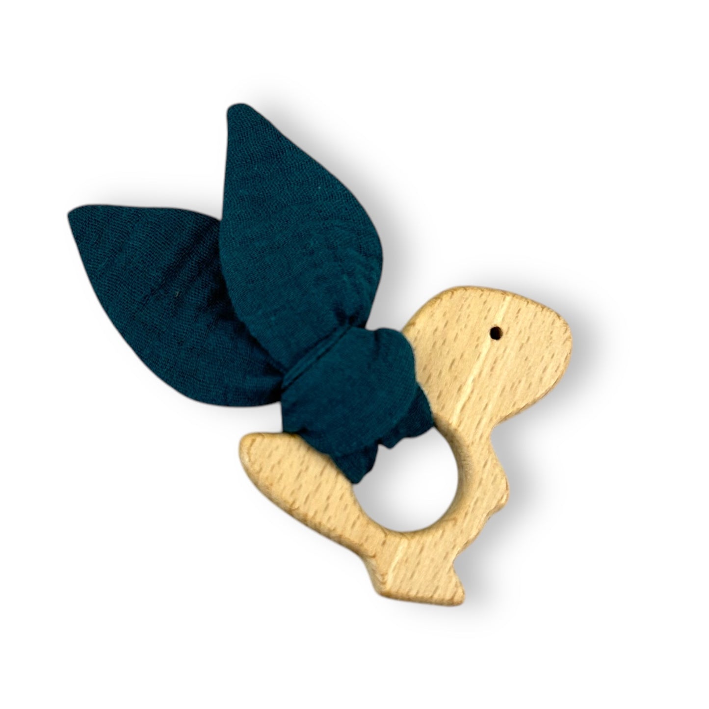Dinosaur Baby Gift Set – Fabric Bunny Ear Wooden Teether & No-Scratch Rainbow Mittens 0–6M